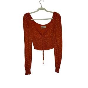 Urban Outfitters Orange Dainty Floral Cropped Top Size Medium